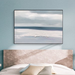 Blue and White Abstract Texture Painting Ocean Abstract Art Light Blue Ocean Abstract Painting White Painting Modern Abstract Bedroom Art image 6
