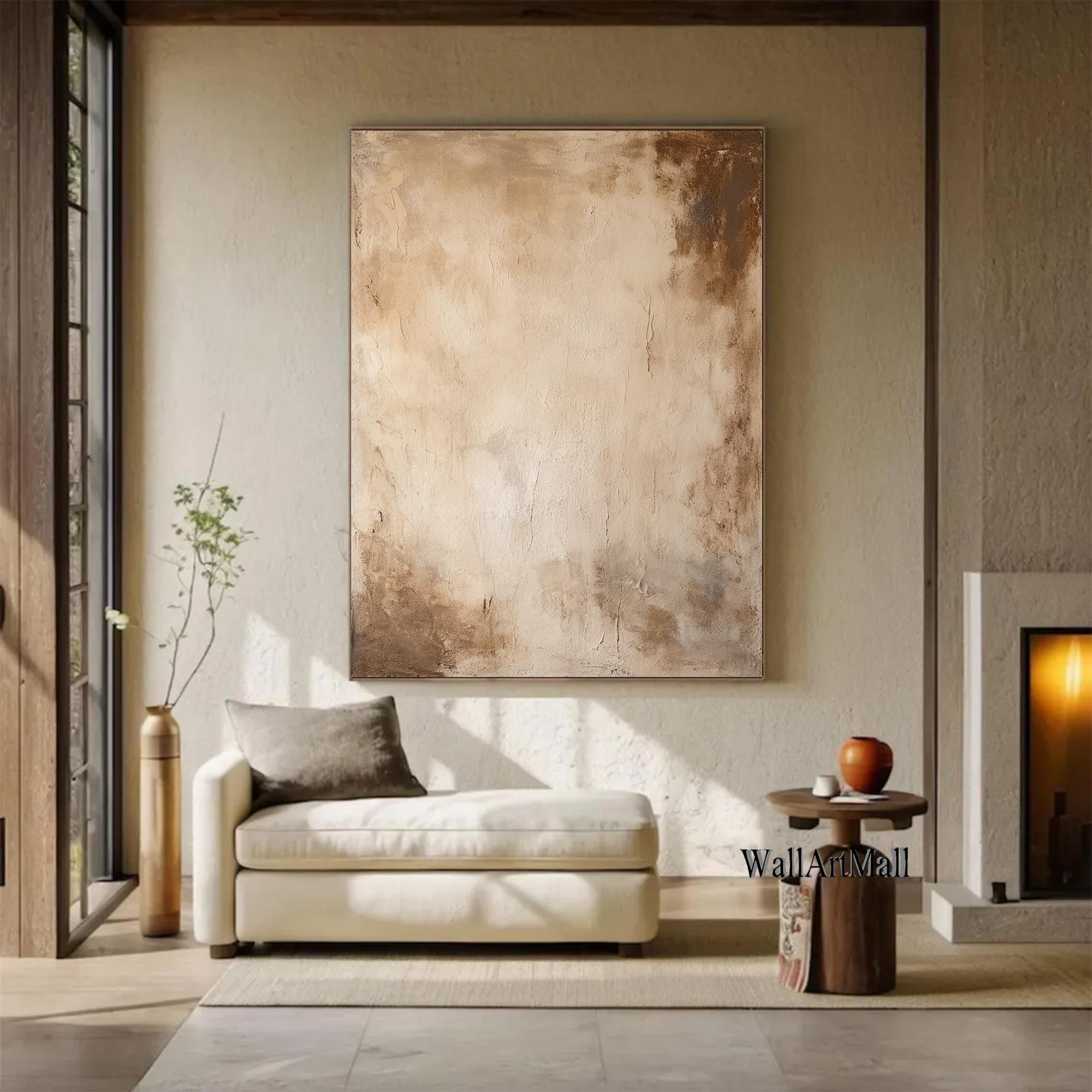 Large Brown Abstract Wall Art Brown Abstract Oil Painting Wabi Sabi ...