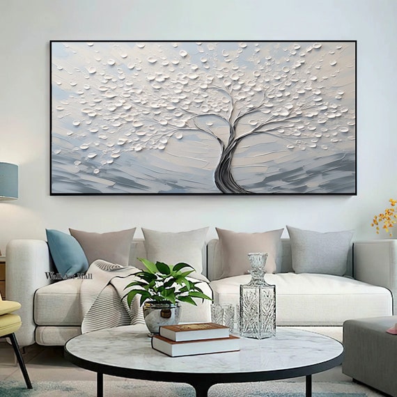 Handgemaltes Ölgemälde Auf Leinwand – Moderner Blumenstrauß In XXL (76 X 114 Cm) Für Wohnzimmer & Schlafzimmer