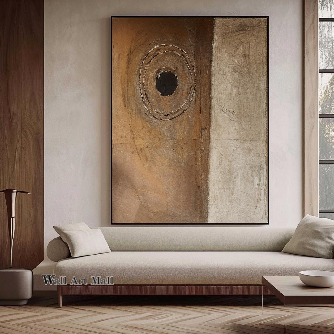 Large Minimalist Brown Abstract Painting Neutral Minimalist Canvas ...