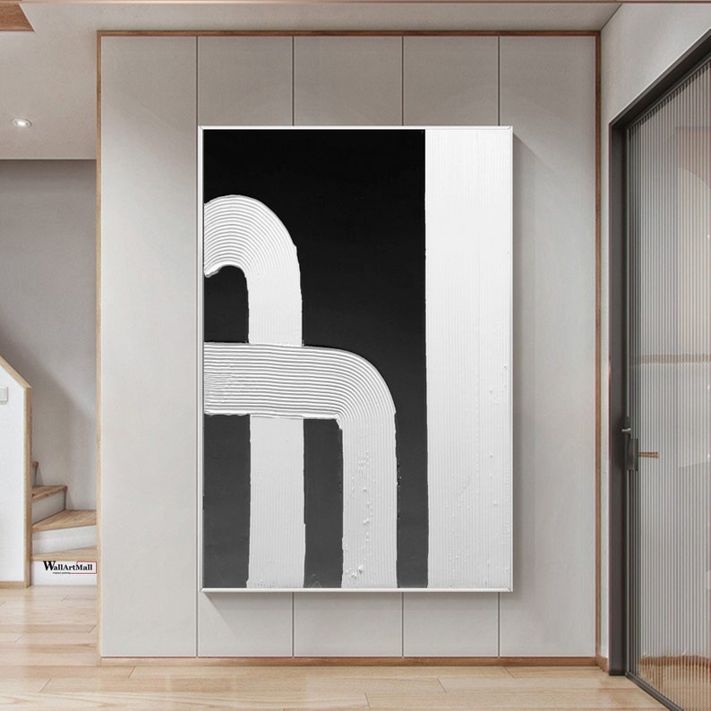 Black and White Abstract Painting Large Minimalist Abstract - Etsy