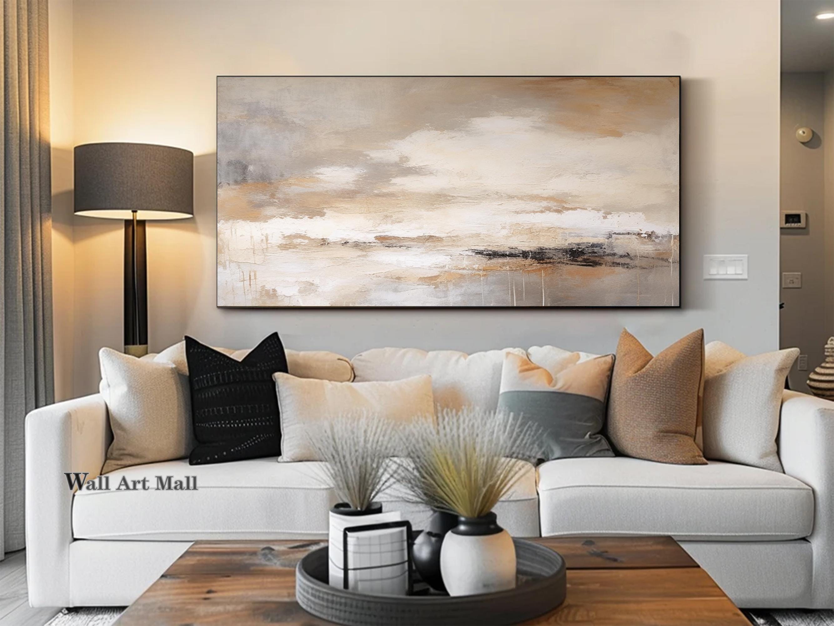 Muur Decor ingelijst Canvas Schilderijen Abstract Grijs Gouden Wolken Posters en Prints Art Wall Foto Voor Woonkamer 85x125cm (33x49in) Met Frame
