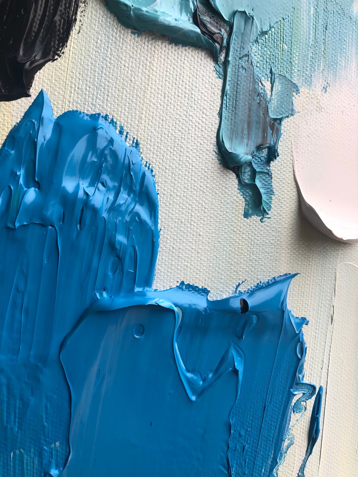 Light blue oil painting original blue abstract painting Etsy