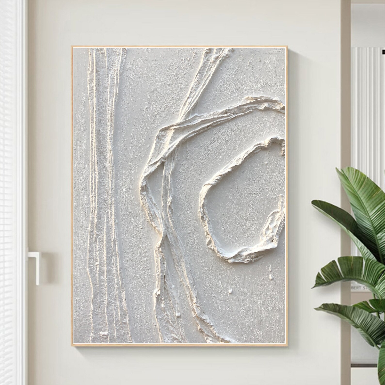 White 3D Texture Abstract Wall Art White Canvas Abstract Painting Large ...