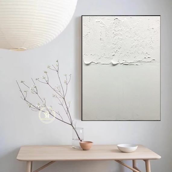 White Abstract Painting White Textured Wall Art White Etsy