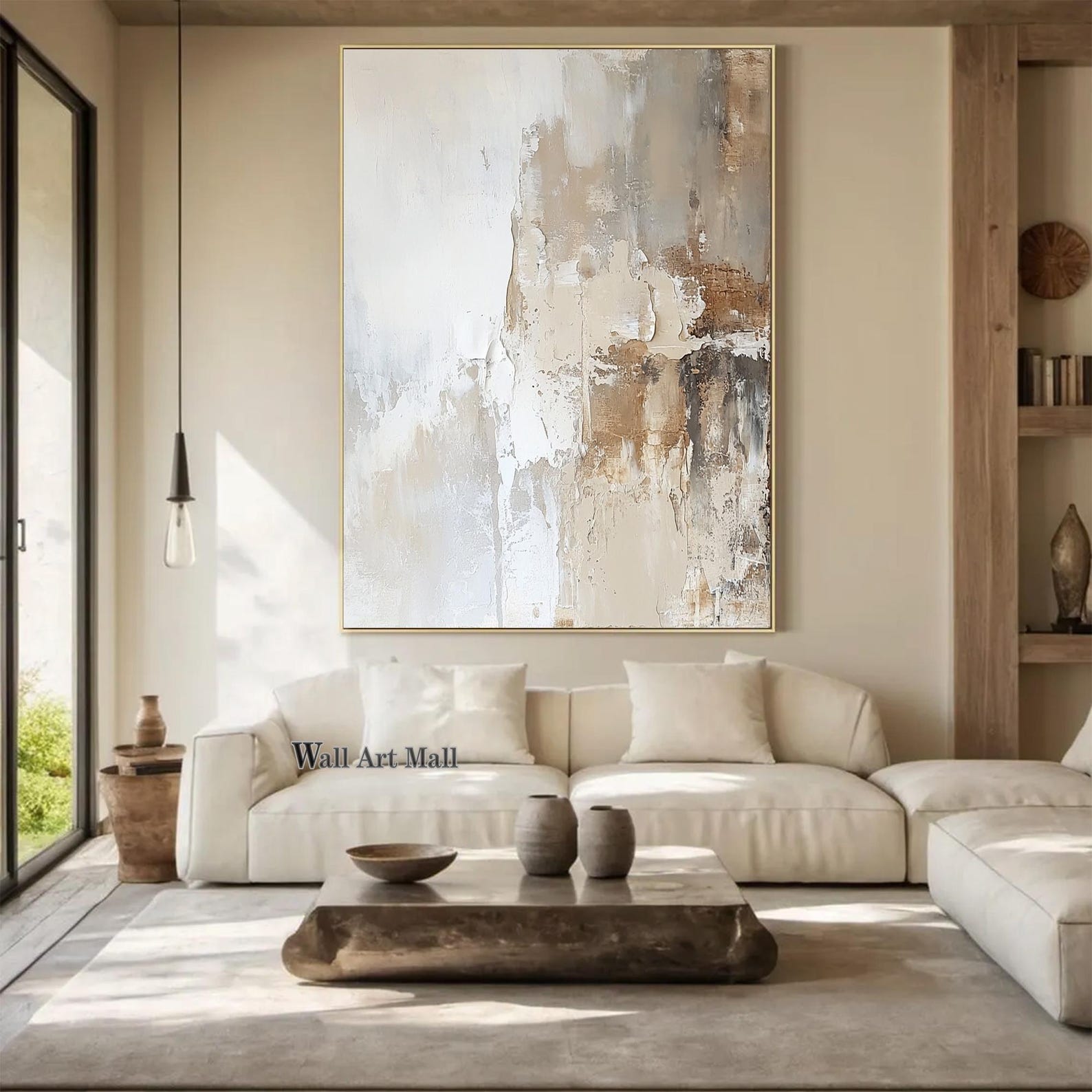 Beige Texture Abstract Large Beige Textured Abstract Painting Beige and Brown Minimalist ...