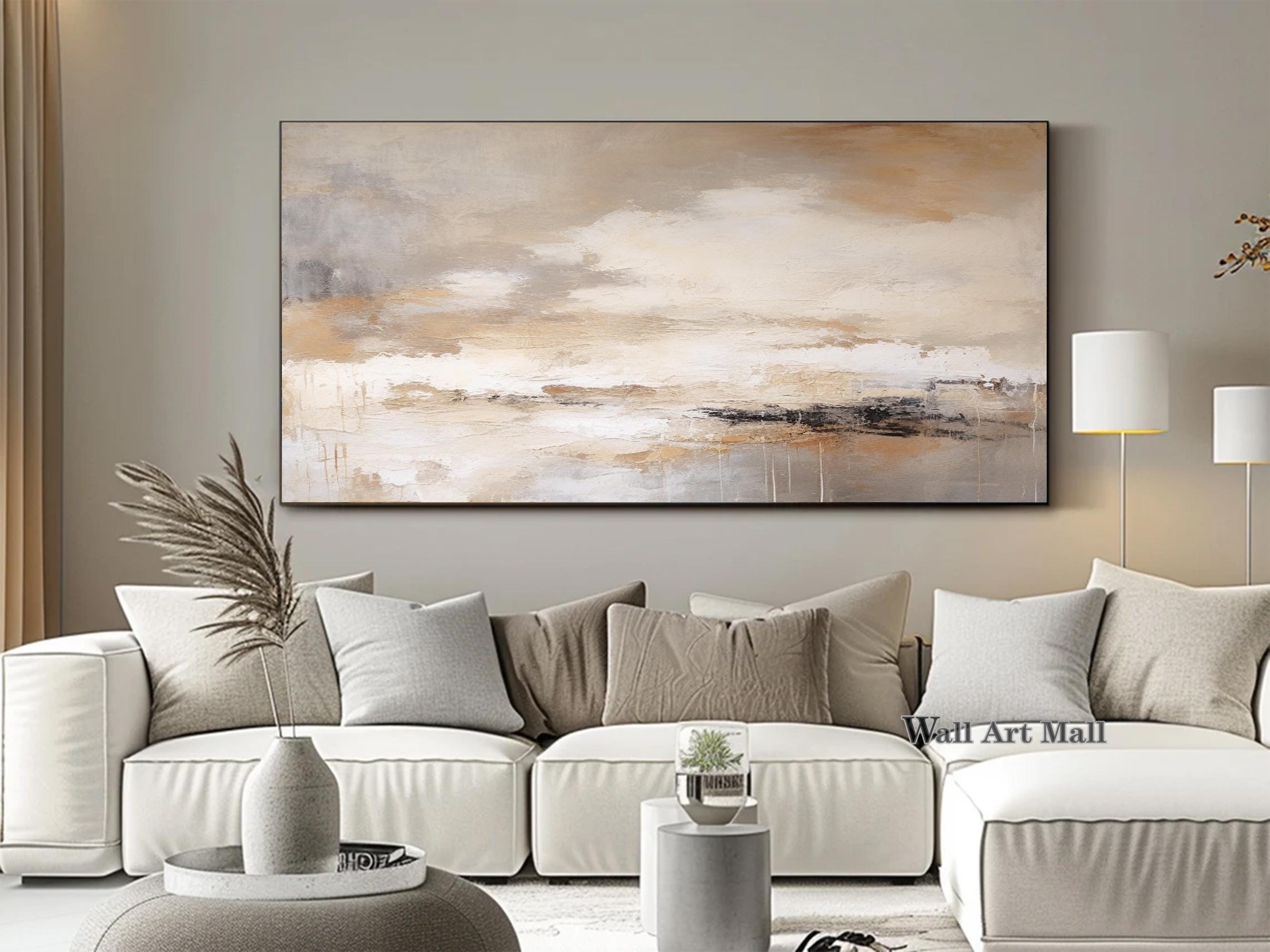 Original Brown Abstract Painting Large Grey Brown Canvas Abstract ...