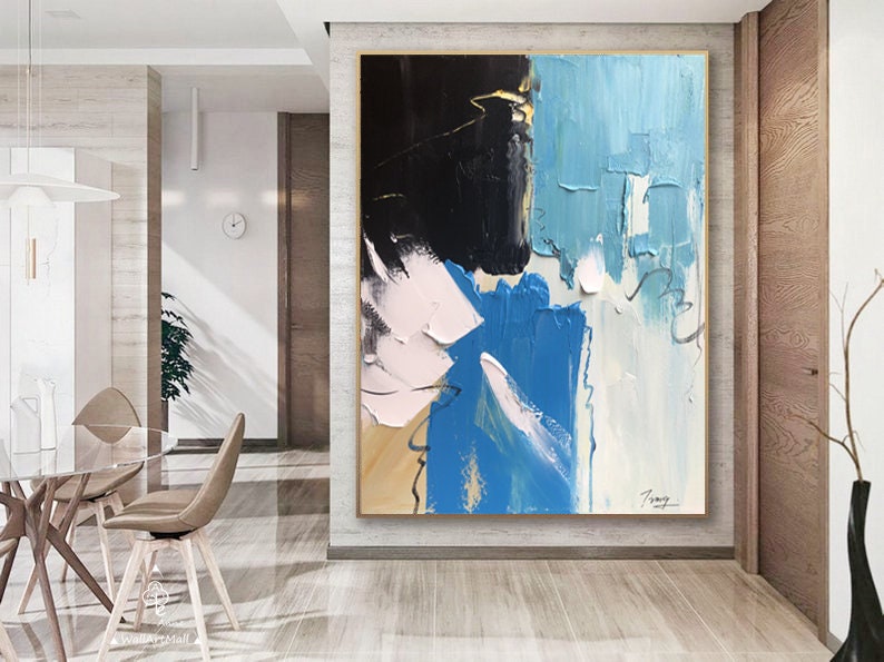 Light blue oil painting original blue abstract painting Etsy