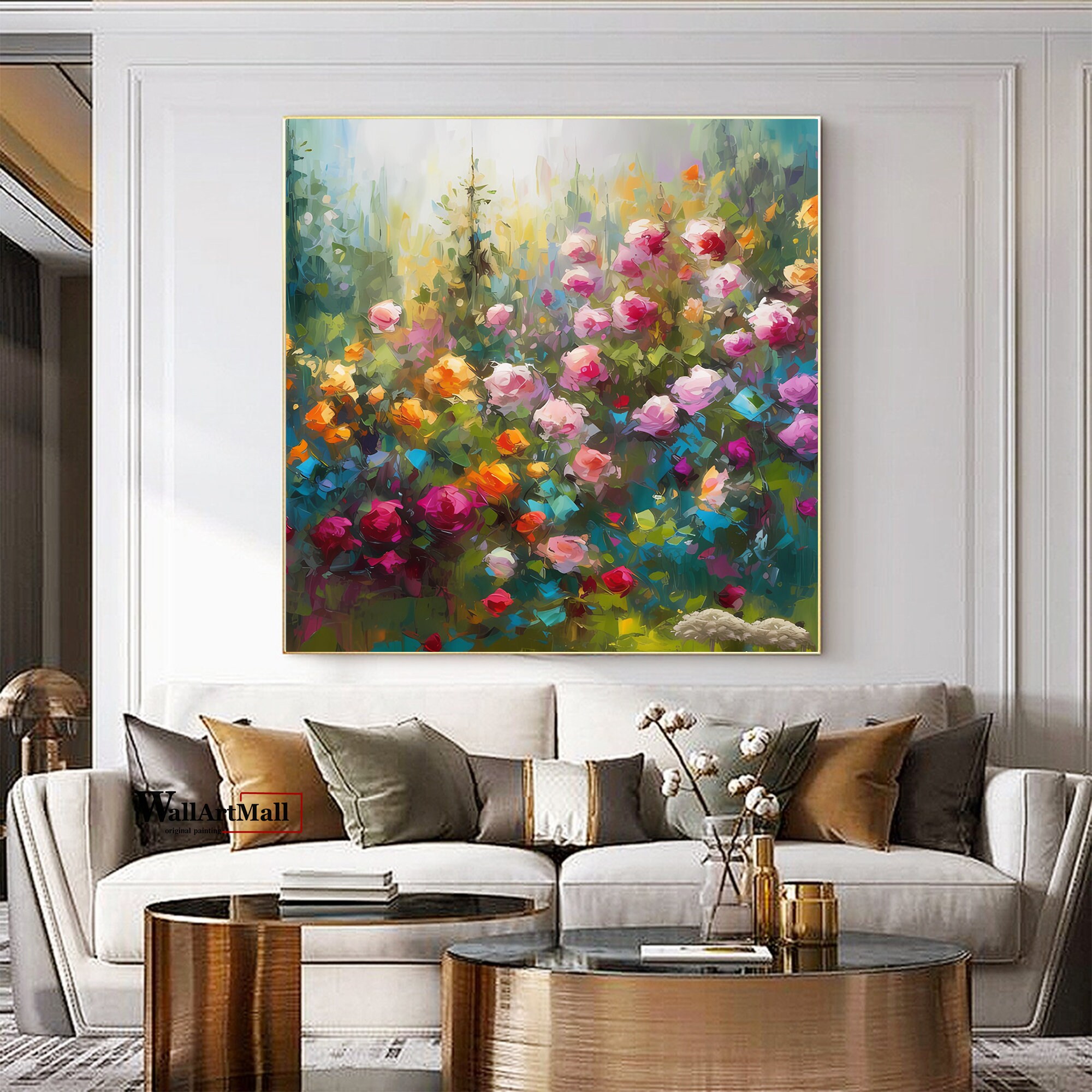 Abstract Colorful Rose Oil Painting on Canvas Original - Etsy