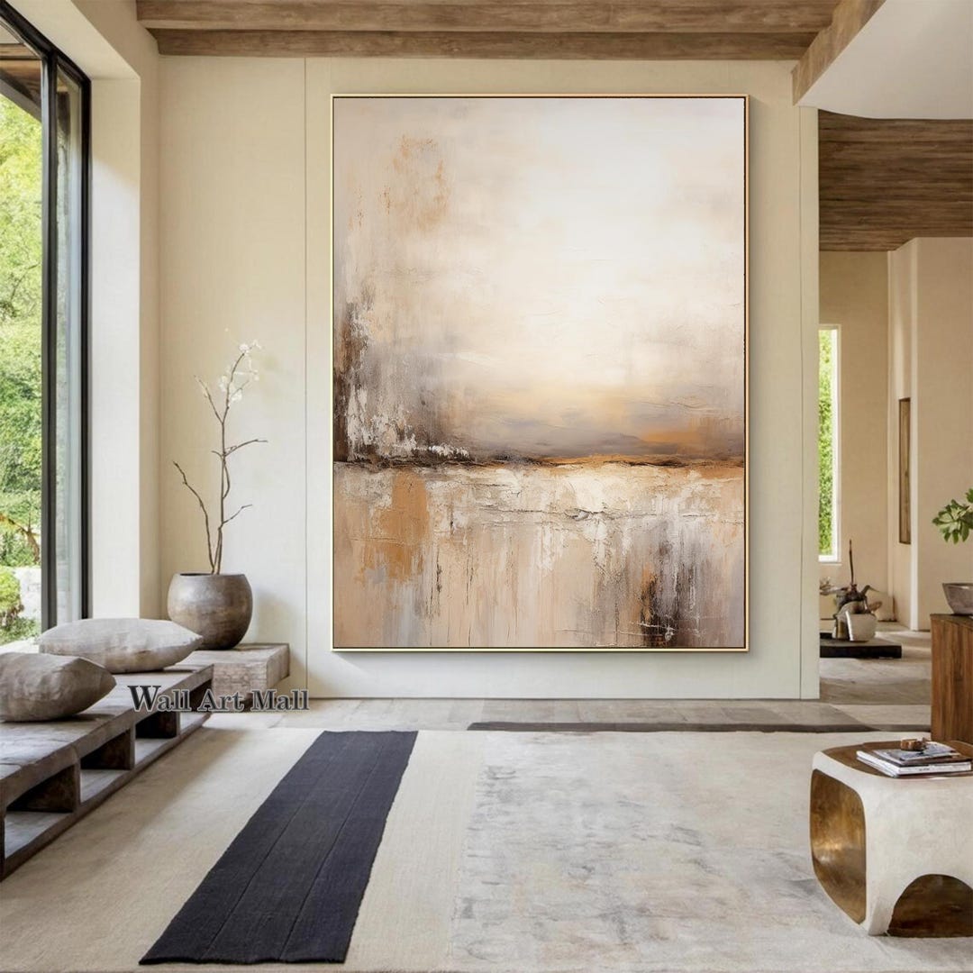 Brown Landscape Abstract Art Large Beige Abstract Painting Brown ...