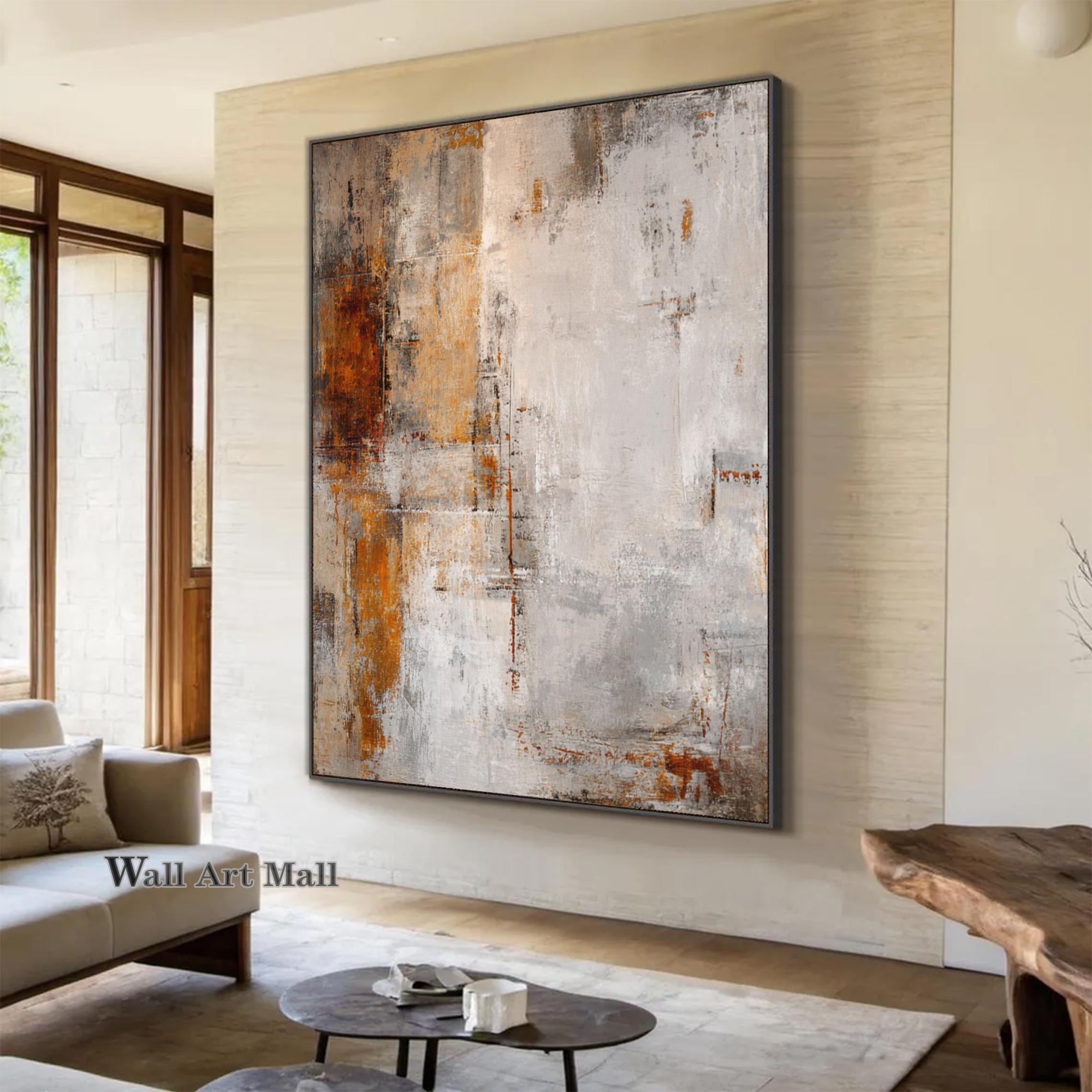 Wabi Sabi Abstract Painting 3D Texture Brown Abstract Wall Art Large ...