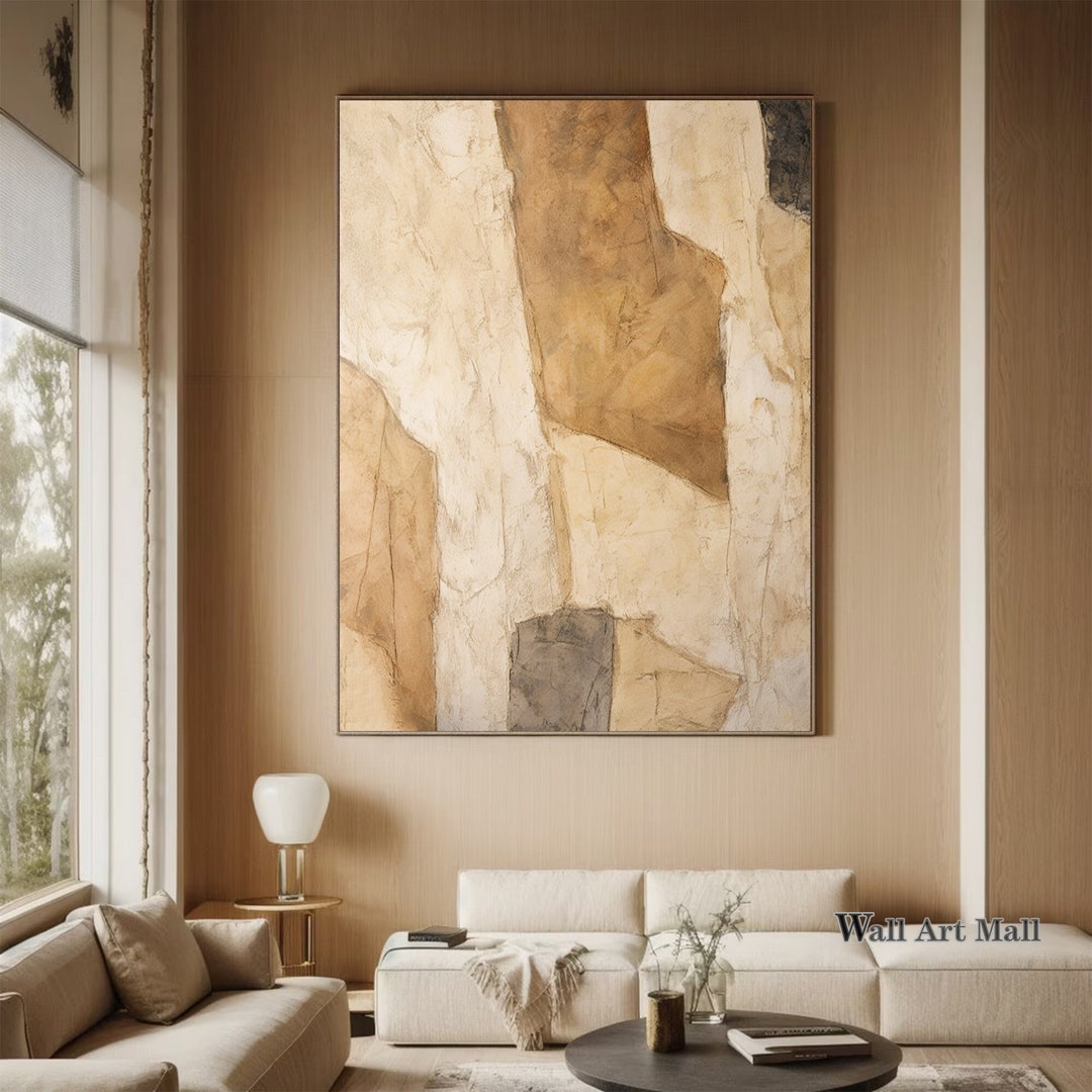 Brown and Beige Minimalist Abstract Art Brown Textured Wall Art Large ...