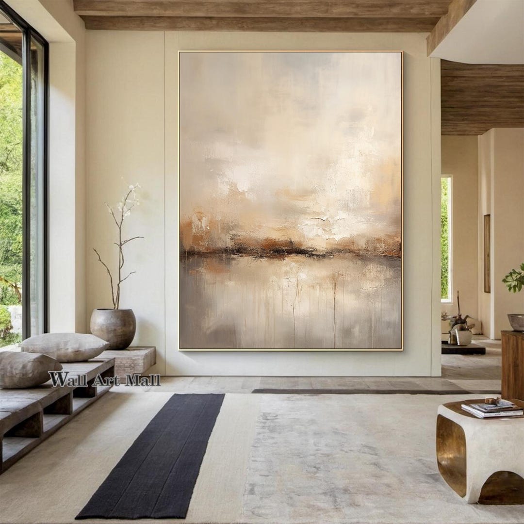 Large Brown Abstract Wall Art Brown and Beige Abstract Painting Brown ...