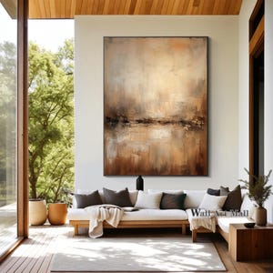 Large Brown Abstract Painting Original and Brown Minimalist Canvas Wall ...