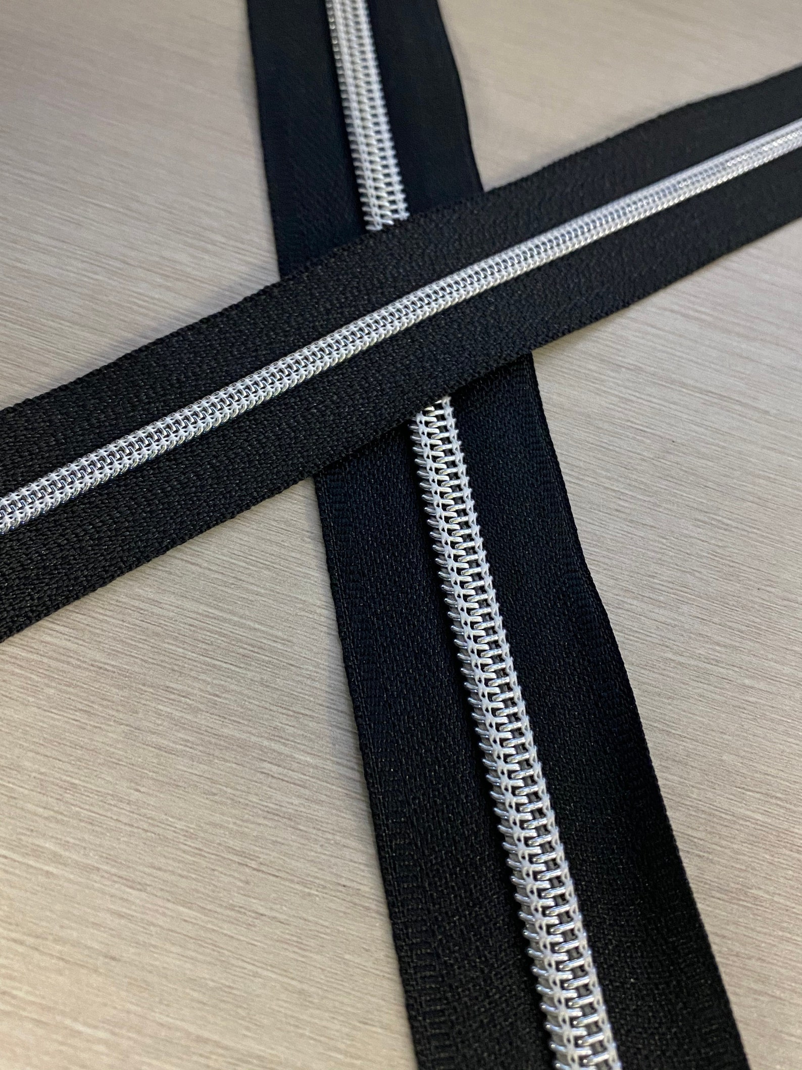 Size 3 zipper tape by the yard black zipper tape silver Etsy