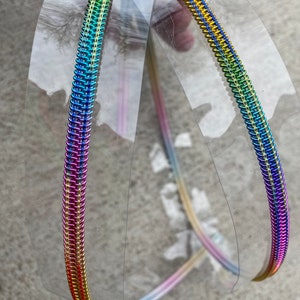 size 5 zipper tape, clear zipper tape with metallic rainbow zipper, zipper by the yard, PVC, see through, plastic zipper image 3