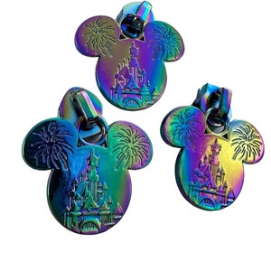 mouse zipper pull, 5 pack, #5 zipper pull, castle, fireworks