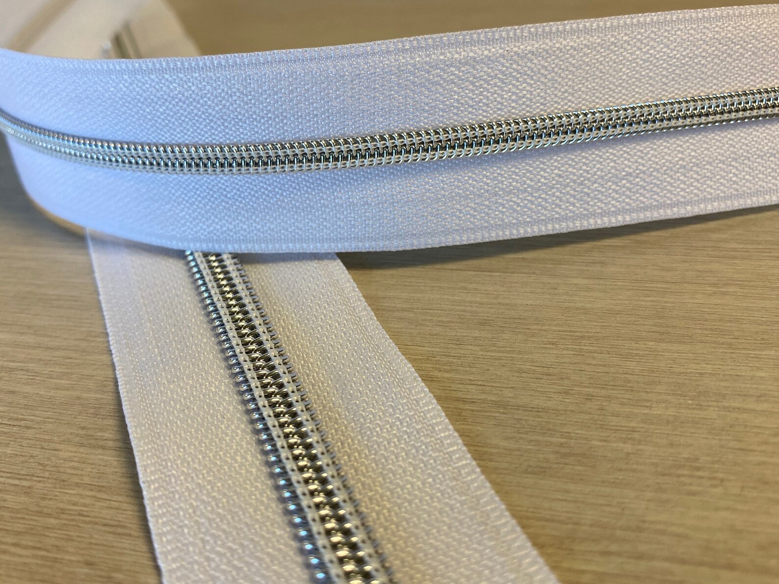 Size 3 zipper tape by the yard white zipper tape silver Etsy