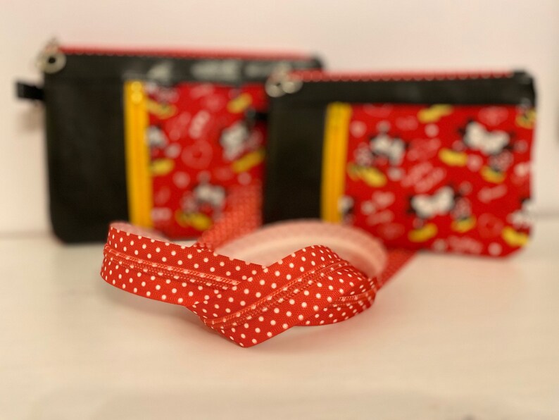 zipper tape with dots, red zipper, zipper by the yard, zipper tape, custom zipper tape, Size 5 zipper image 8