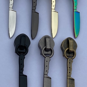 Exclusive design, Knife zipper pull, 5 pack, #5 zipper pull, kitchen, butcher knife, chef