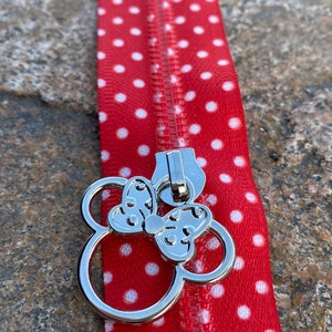 zipper tape with dots, red zipper, zipper by the yard, zipper tape, custom zipper tape, Size 5 zipper image 4