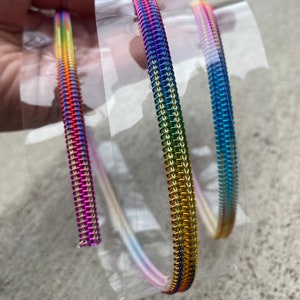 size 5 zipper tape, clear zipper tape with metallic rainbow zipper, zipper by the yard, PVC, see through, plastic zipper image 1