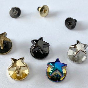 Star shaped Chicago screws with 4mm post for leather work, 6 pack