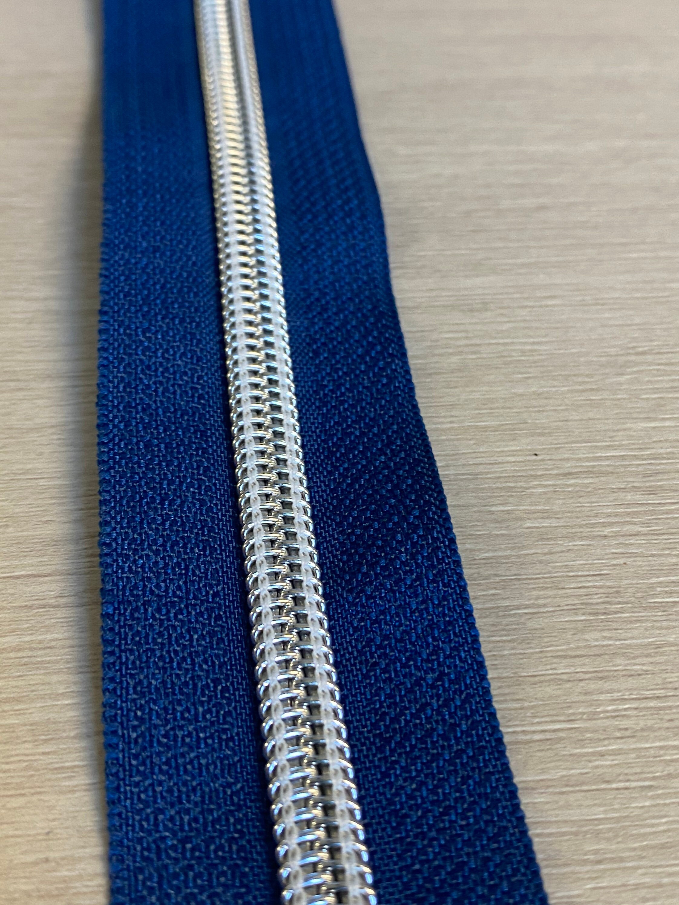 5 Zipper by the Yard - Royal Blue with Silver Coil - Sew Sweetness