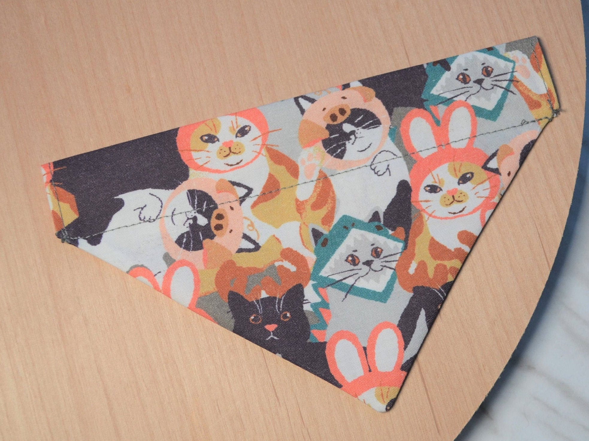 Cat bandana cats in hats pattern over the collar Etsy
