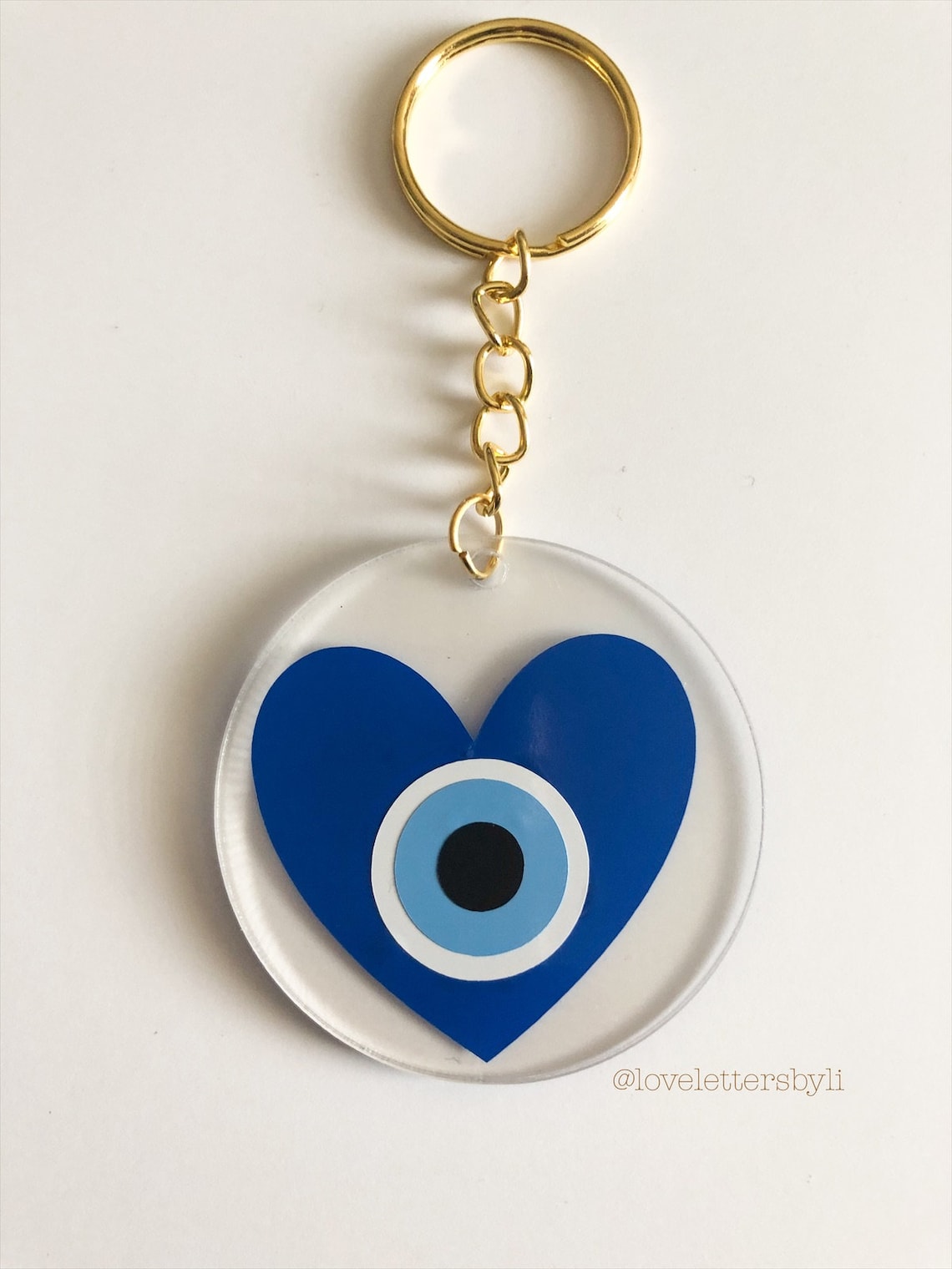 Evil Eye Keychain Custom Key Chains Acrylic Gold Etsy
