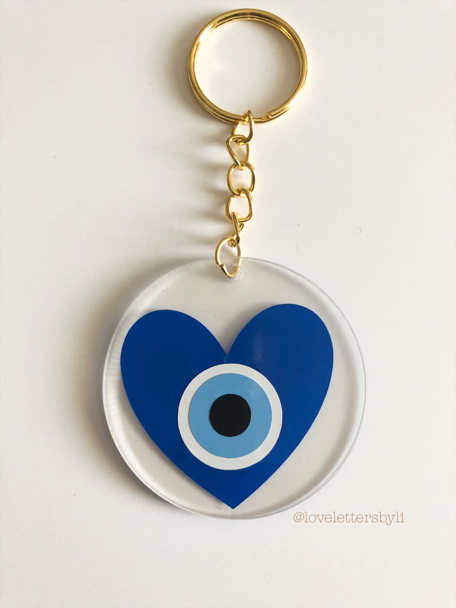 Evil Eye Keychain Custom Key Chains Acrylic Gold Etsy UK