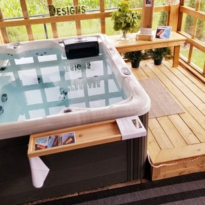 32" Long Hot Tub Table for Spa | Spa Table | Hot Tub Decor | Hot Tub Drink Holder | Hot Tub Bar | Hot Tub Tray | Spa Tray Table