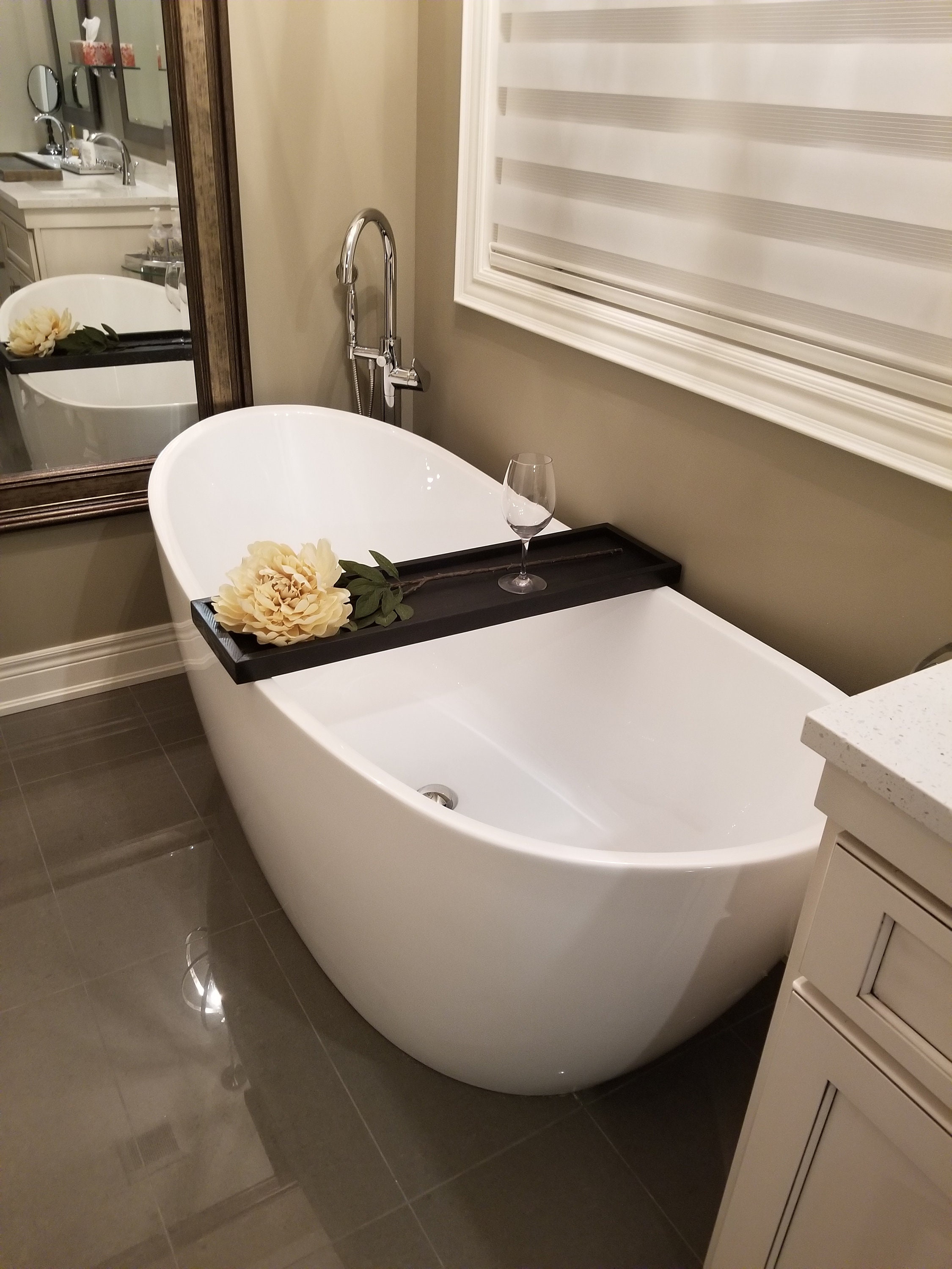 Wood Bath Caddy Black Bath Caddy Farmhouse Tub Tray Etsy Canada