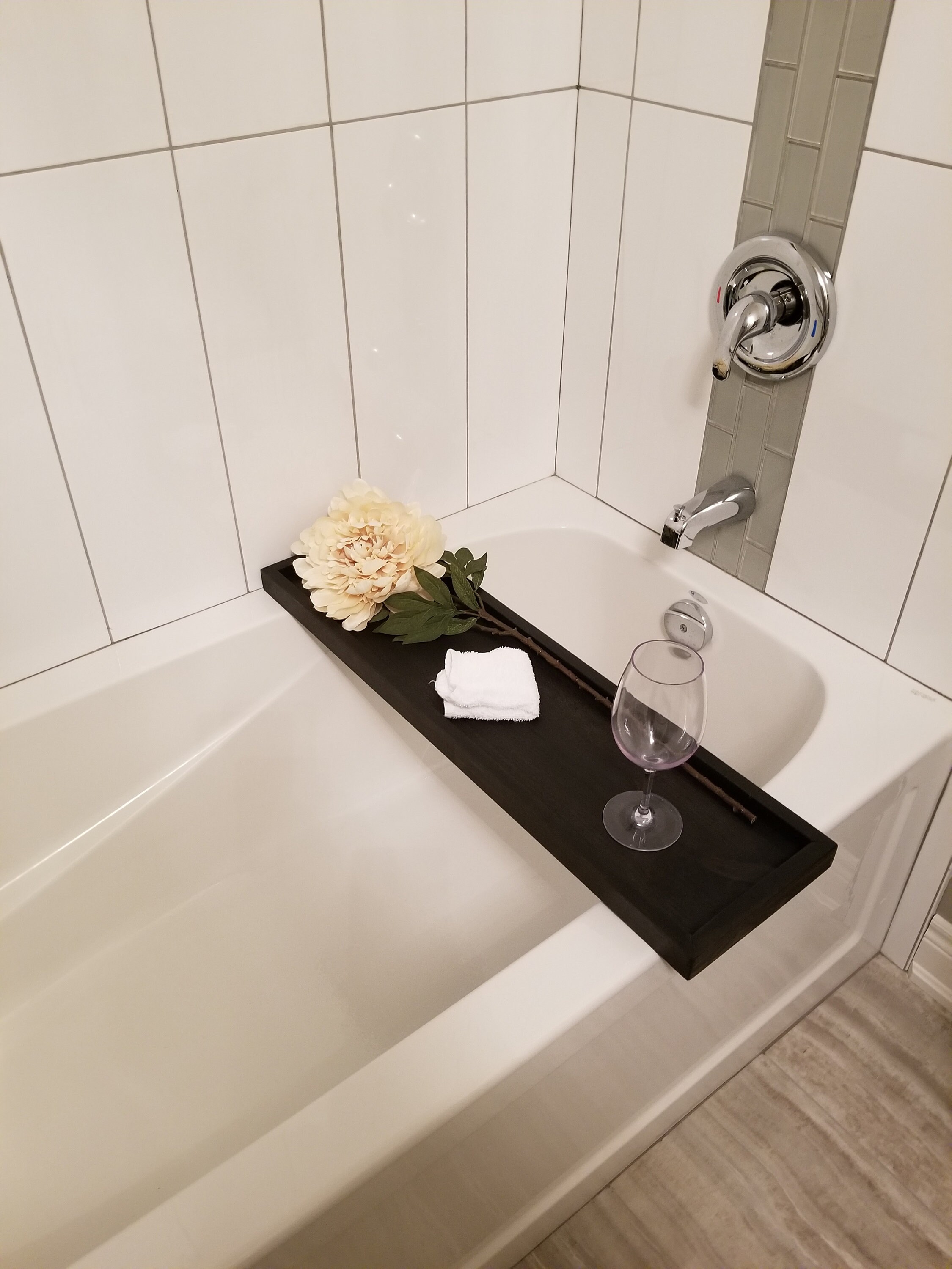 Wood Bath Caddy Black Bath Caddy Farmhouse Tub Tray Etsy Canada