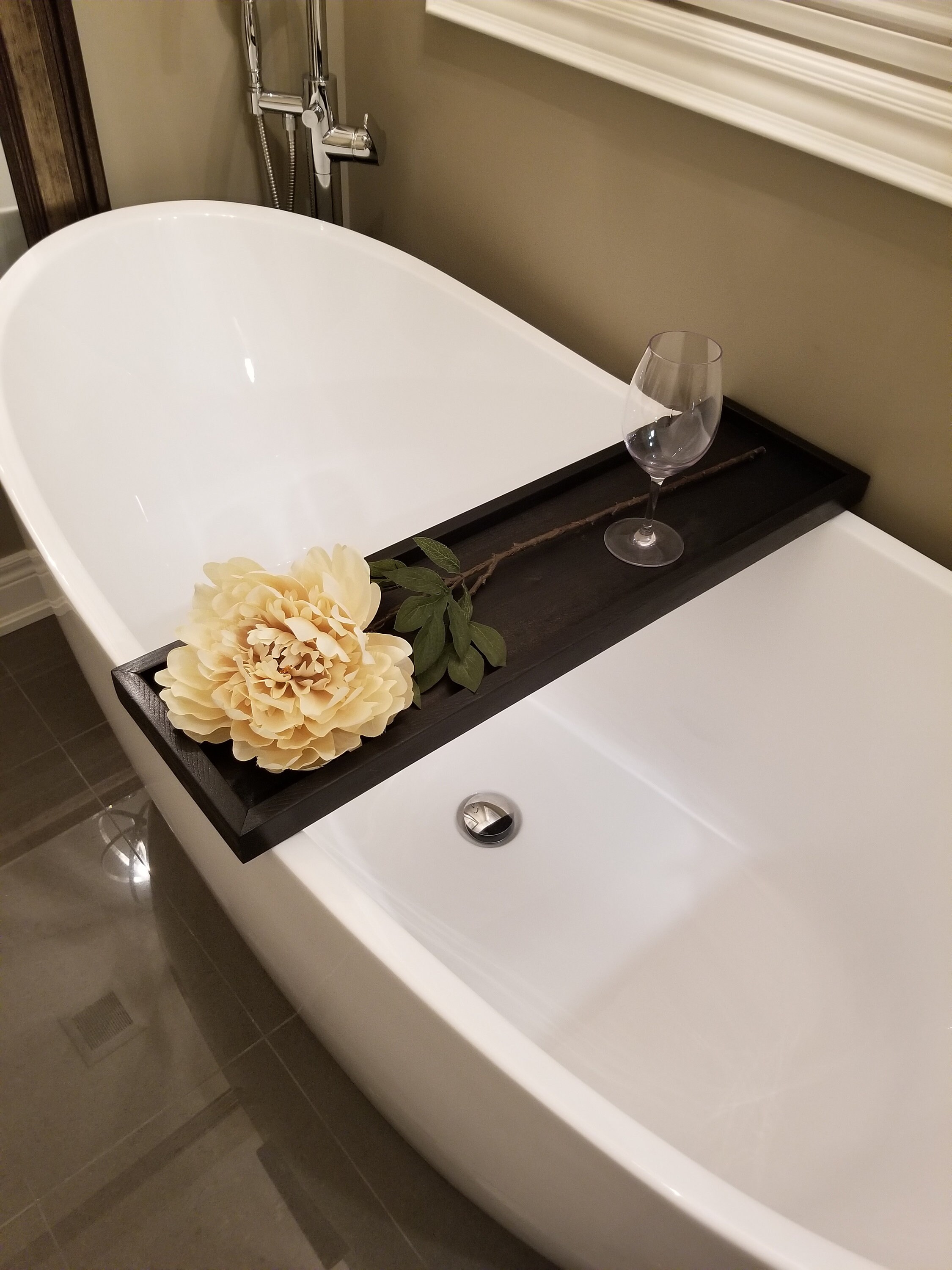 Wood Bath Caddy, Black Bath Caddy, Farmhouse Tub Tray Etsy