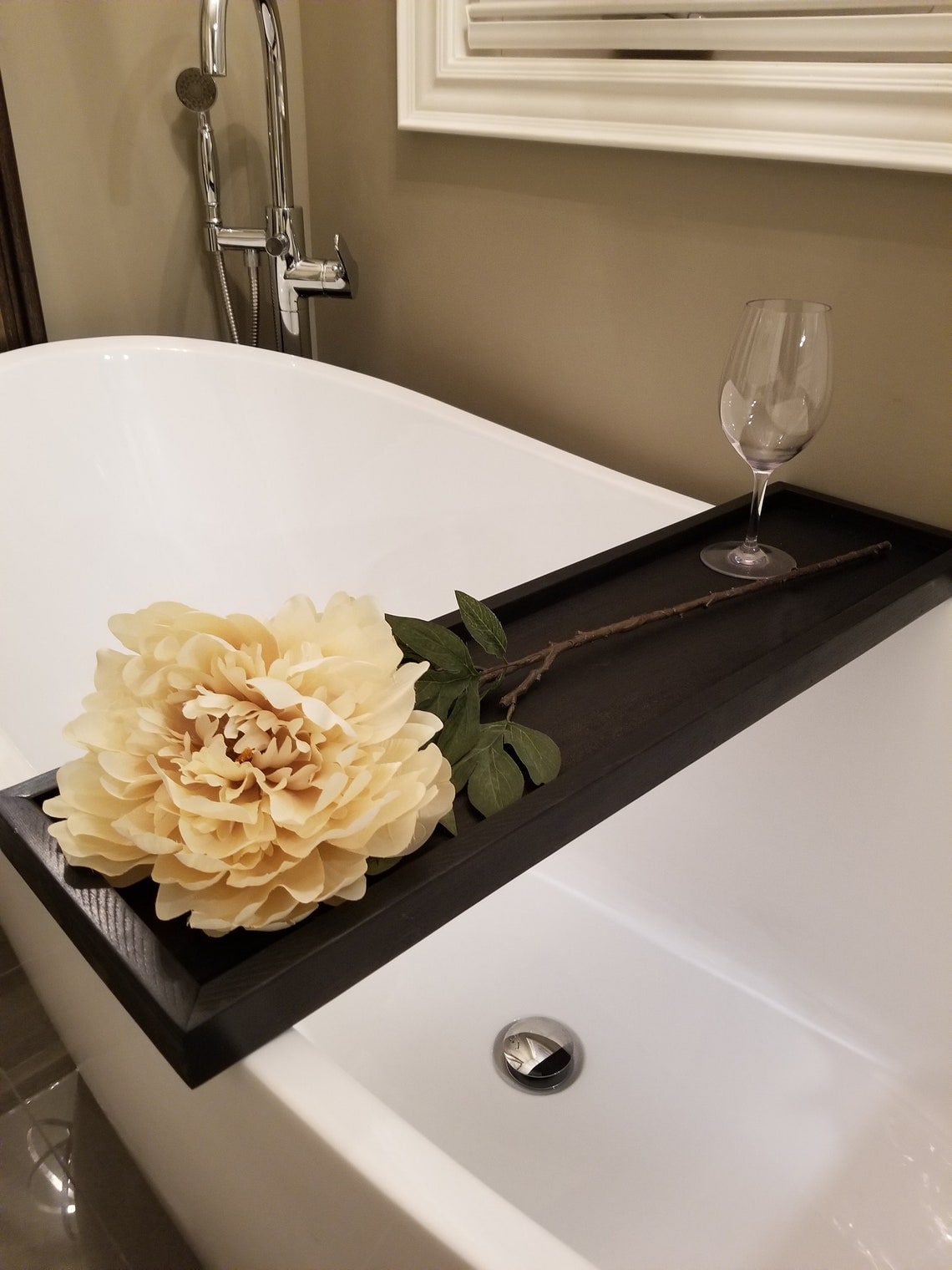 Wood Bath Caddy Black Bath Caddy Farmhouse Tub Tray Etsy Canada