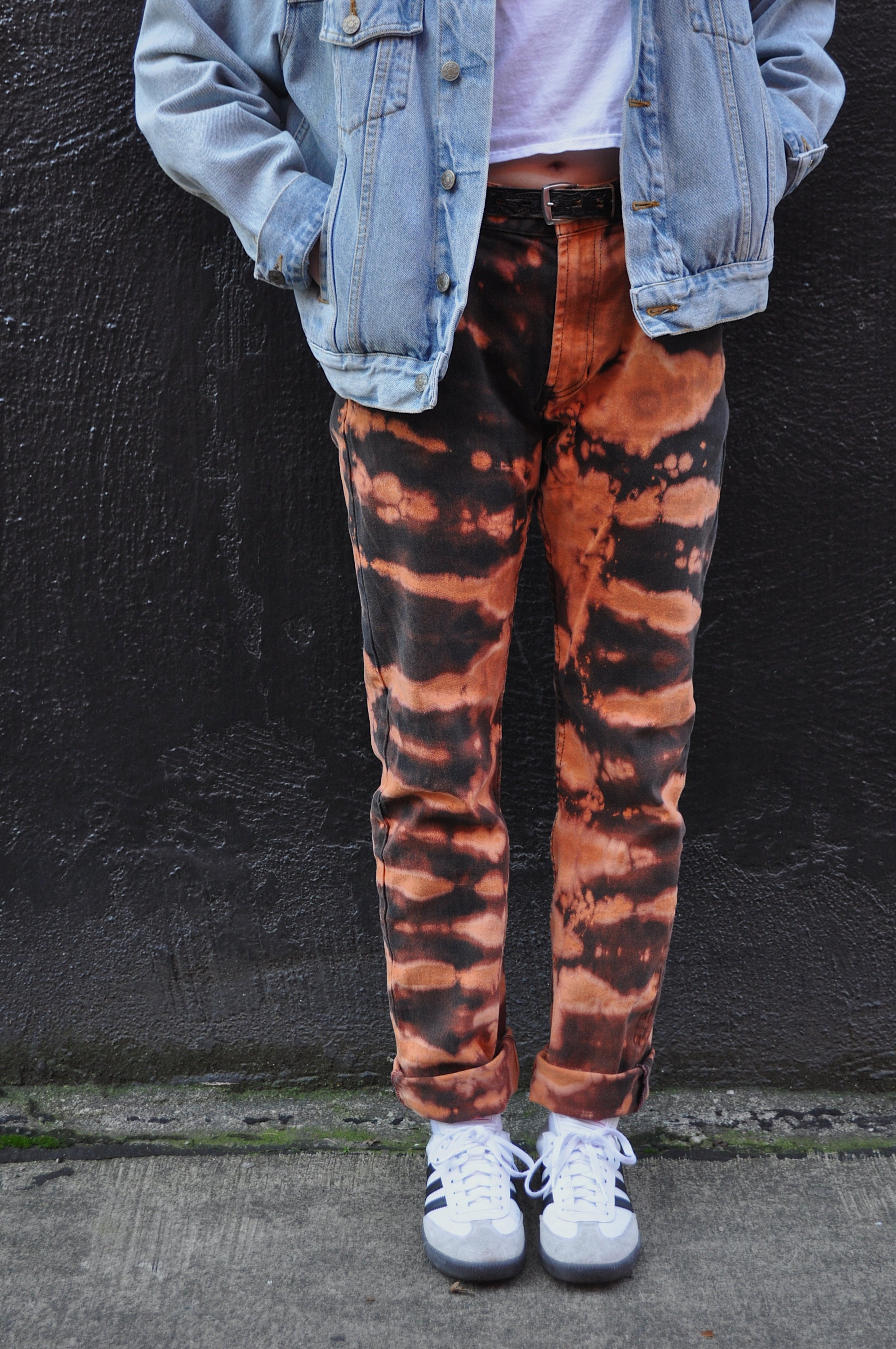 Bleached black jeans deals
