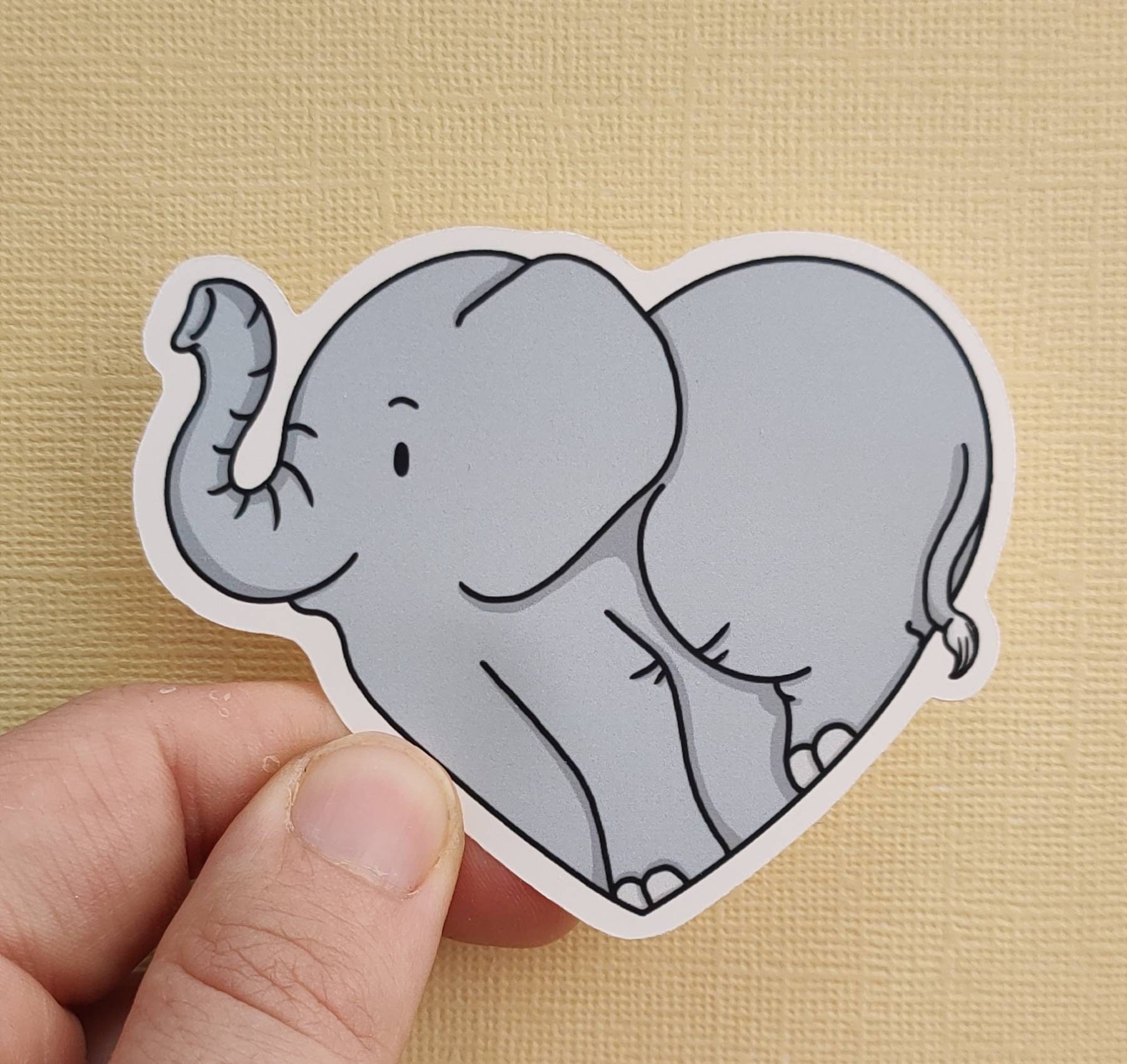 Love Elephant Matte Vinyl Die Cut Sticker Elefanten Kawaii Etsy