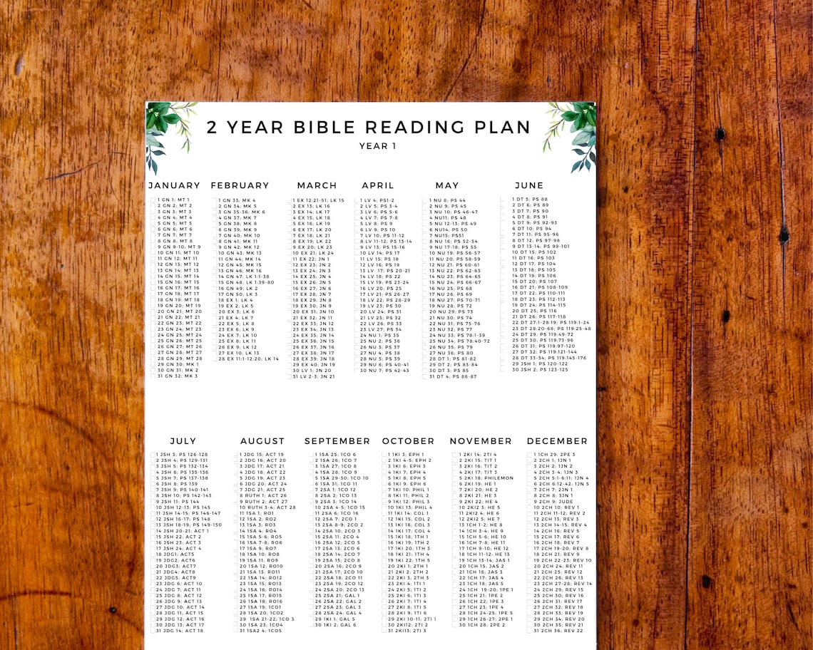 Two Year Bible Reading Plan And Study Guide Bible Study Etsy