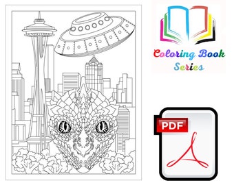 Reptilian Coloring Page - Alien Coloring Pages - Digital File - Printable Activity Page - Instant Download