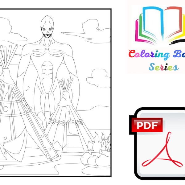 Ancient Giant Coloring Page - Alien Coloring Pages - Digital File - Printable Activity Page - Instant Download