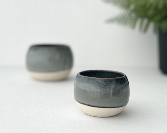 Handmade Ceramic Espresso Cup: Space Grey Rotund Mug