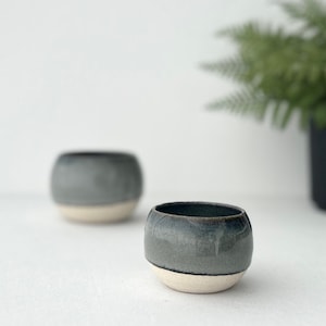 Unique Handmade Rotund Cup, Handcrafted Orbicular Coffee Cup, Double Espresso Cup, Space Grey Mug, Ceramic Tumbler, 2oz, 3oz, 6oz, 8oz, 10oz