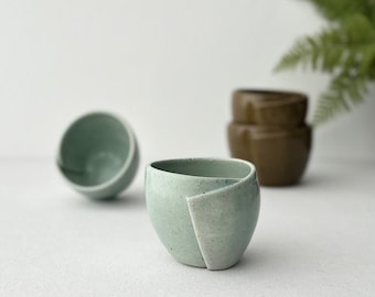 Handcrafted Turquoise Espresso Cup: Minimalist Ceramic Tumbler