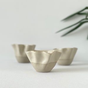 Unique Beige Wavy Tumbler, Cream Colour Primitive Cup, HandCrafted Double Espresso Cup, Minimalist Mug, 3oz, 4oz, 6oz, 8oz