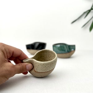 Taza pellizcada hecha a mano única, taza de café con huellas dactilares hecha a mano, taza de espresso doble, taza exprimida especial, vaso de cerámica, 2 oz, 3 oz, 6 oz