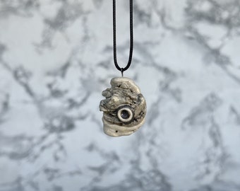 Unique Handmade Ceramic Neckless, Handcrafted Vintage Neckless, Black and White Retro Neckless, Best Birthday Gift,