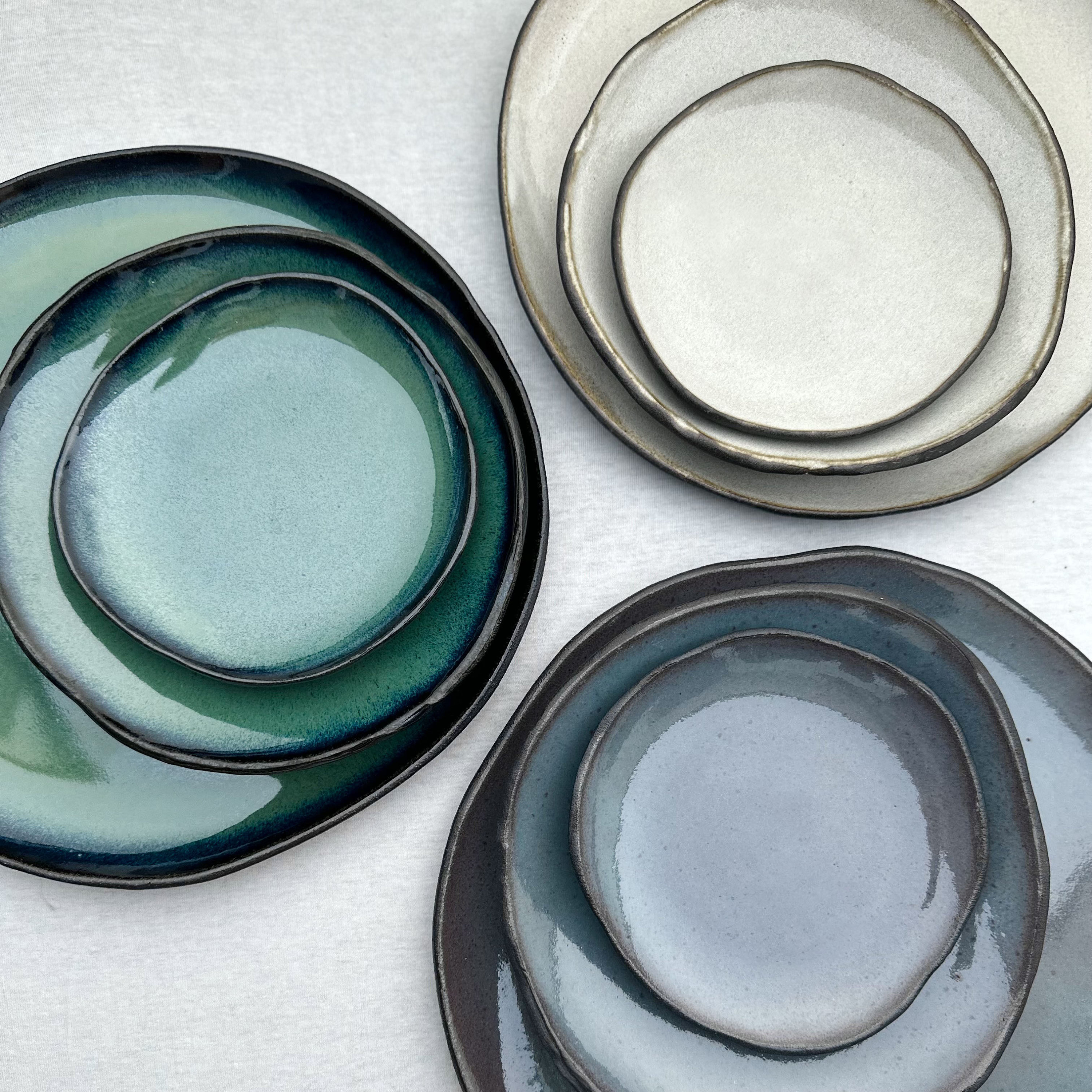 Handmade Matt Black Stoneware Dinner Plate: Organic Edge Serving Plates
