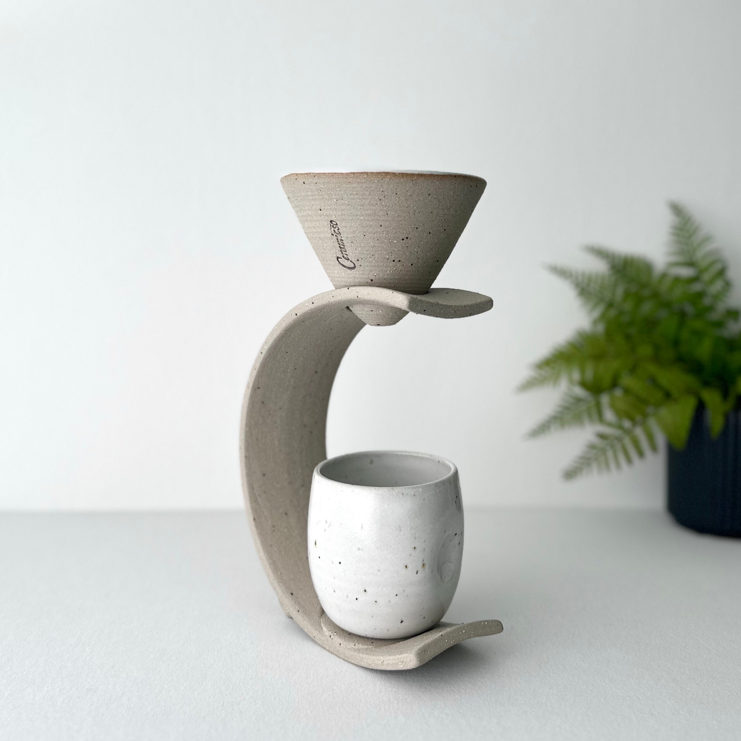 Unique Coffee Maker Set, Handcrafted Dripper Set, Ceramic