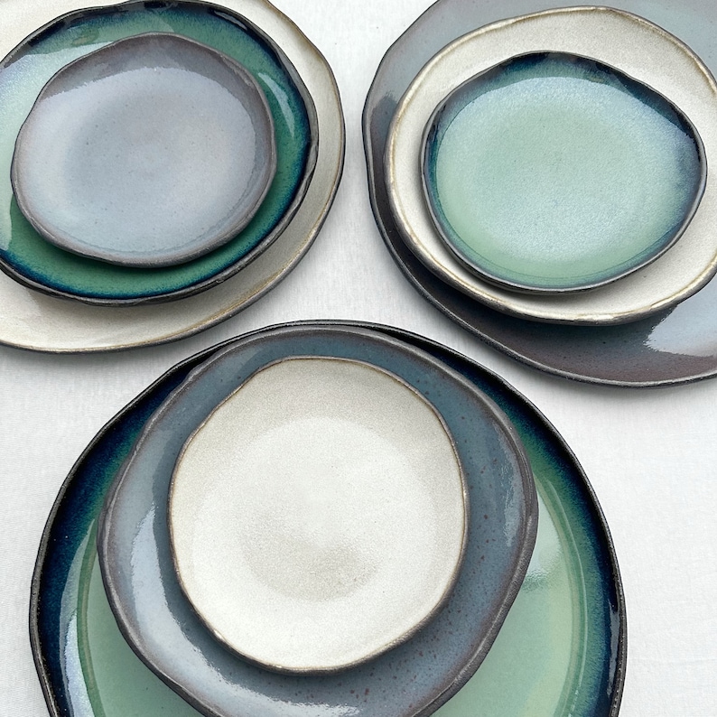 Unique Handmade Colourful Plates, Handcrafted Matt Black Dinner Plates, Dining Breakfast Plates, Dinner Dish, Side Desert Serving Plates, image 2